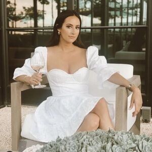 Agua Bendita Dress Cedro Bruma Embroidered Lace Eyelet White M NWT